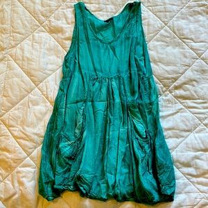 Apu - silk sleeveless babydoll tunic. Brushed/washed out look. Pockets.